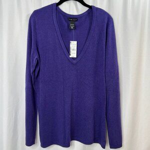 NWT New York & Company V Neck Sweater Woman's XL Purple
